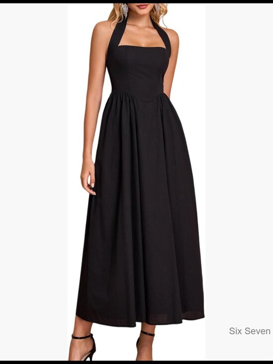 Dresses & Skirts - Halter Midi Dress Corset Elegant Long Formal Cocktail Wedding Guest